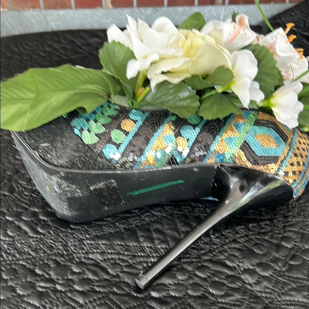 Floral Arrangement in Sequin Stiletto Heel